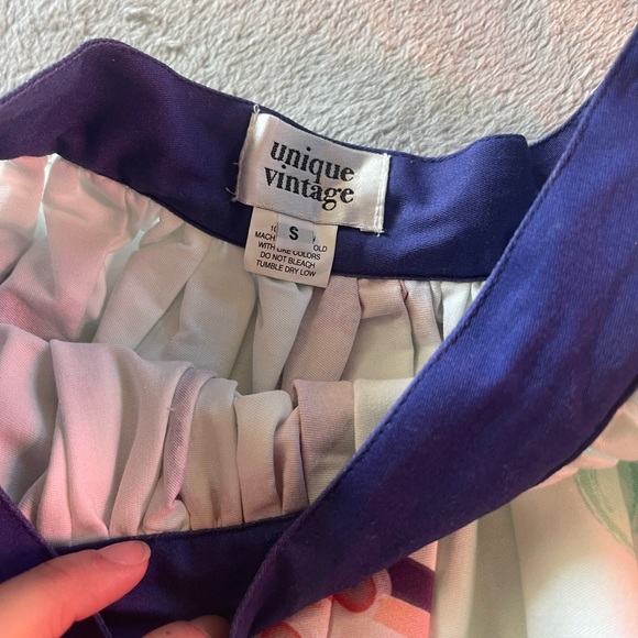 Unique Vintage 1950s Style High Waist Purple Octopus Skirt - Picture 3 of 4